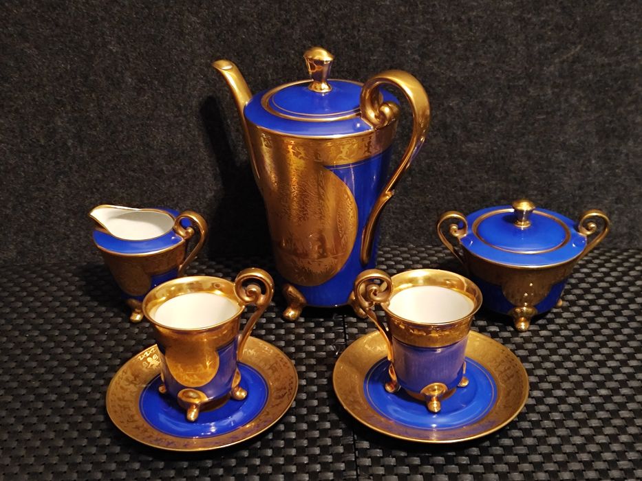 Porcelana Wiedeń Serwis  Tet- Ta -Tet J.Kuba Karlsbad Złoto 24 K