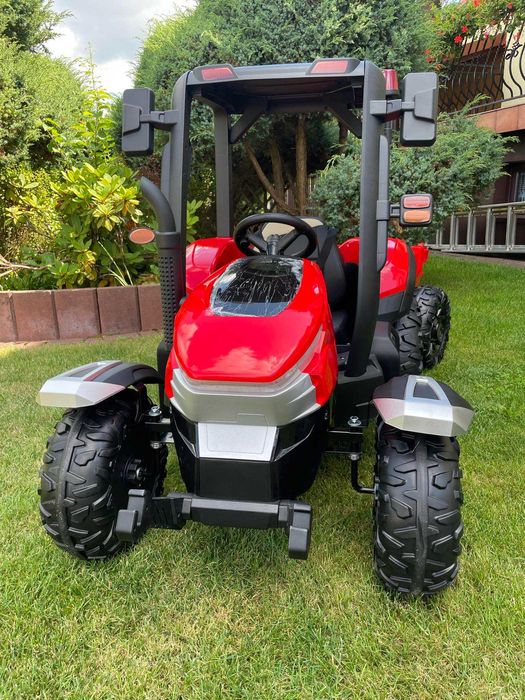 Traktor na akumulator z przyczepą 24v 2x200 Wat Skóra Miękkie koła
