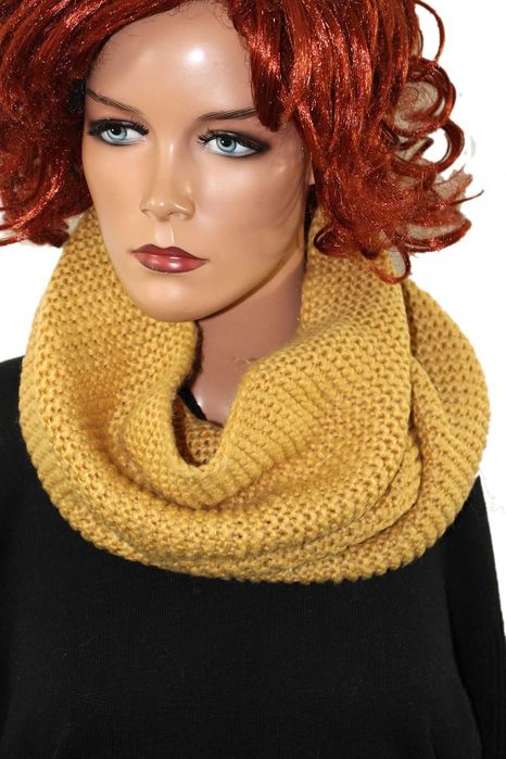 sl7 stylowy ciepły musztardowy komin szalik 52x80