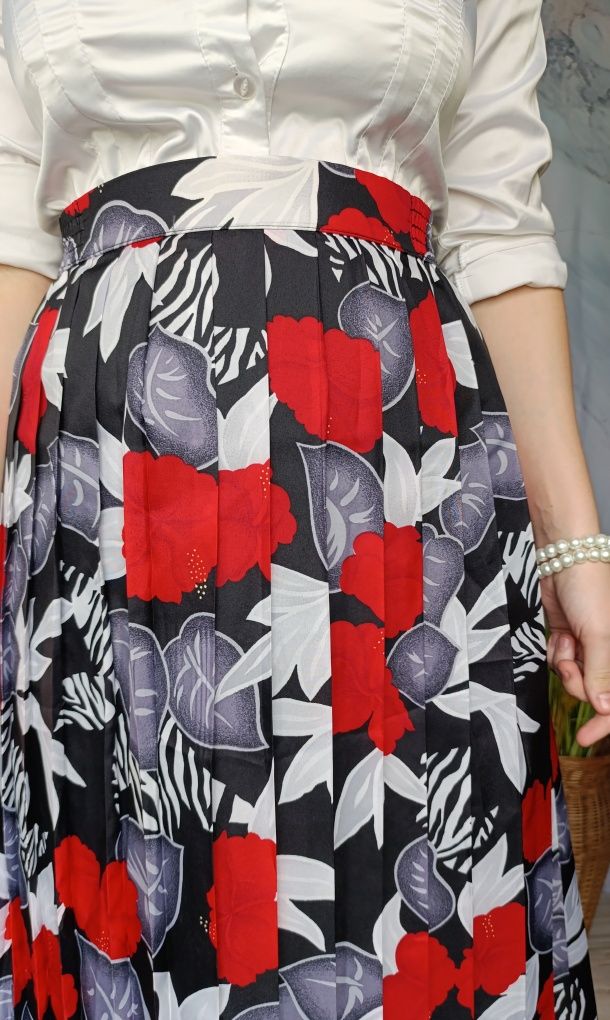 Śliczna wiosenno letnia spódnica midi plisowana autentyczny vintage ol