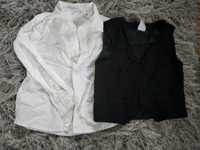 Zestaw komplet biała koszula czarna kamizelka elegancki 110 cm 4 5 lat