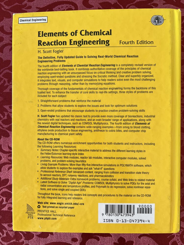 Elements of Chemical Reaction Engineering