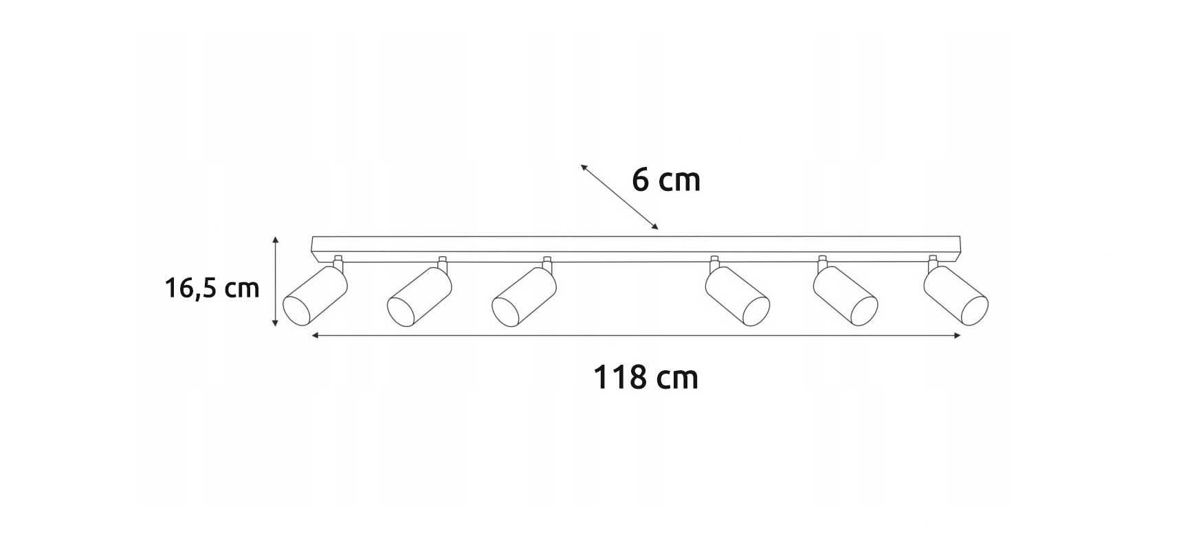 Lampa sufitowa SZYNA 118cm długa czarna 6x LED do salonu punktowa Nowa