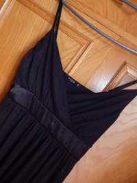 sukienka AMISU 36 czarna brokatowa elegancka na wesele