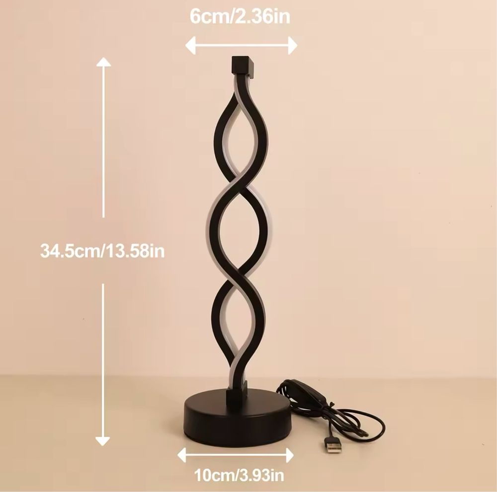 Czarna przewodowa elegancka lampa nocna