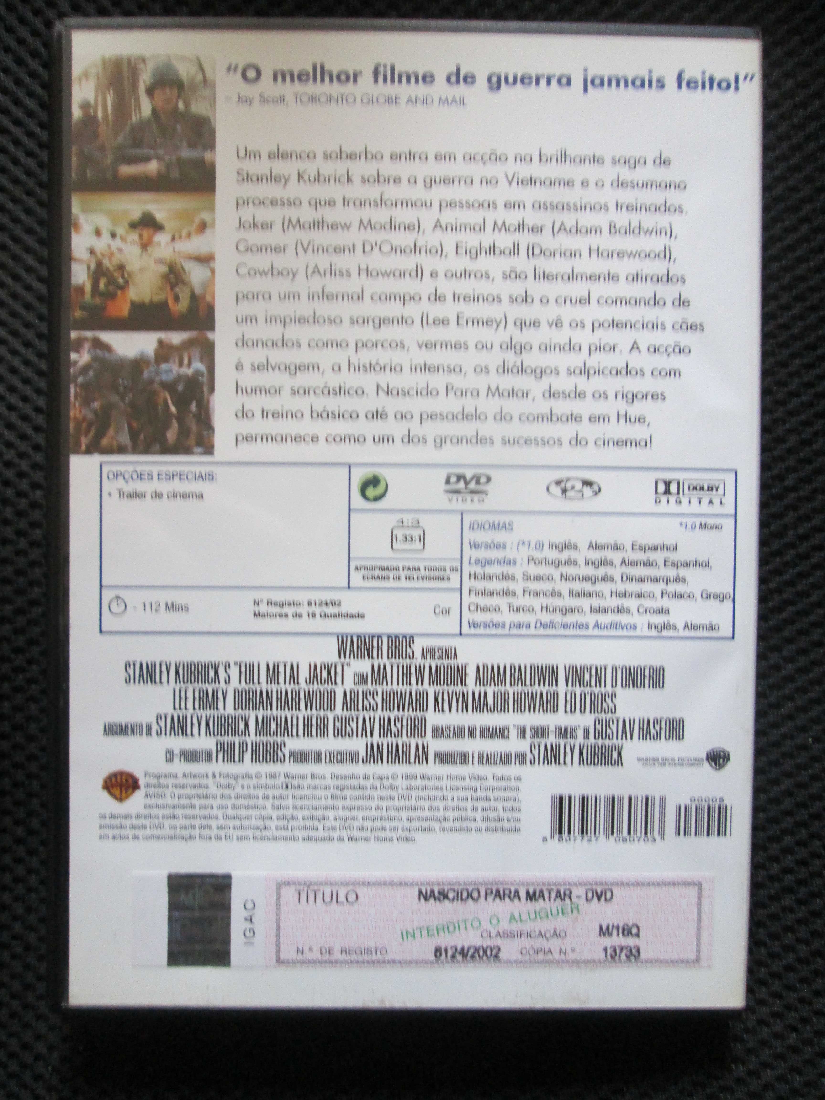 4 DVD de Stanley Kubrick, como novos ou novos