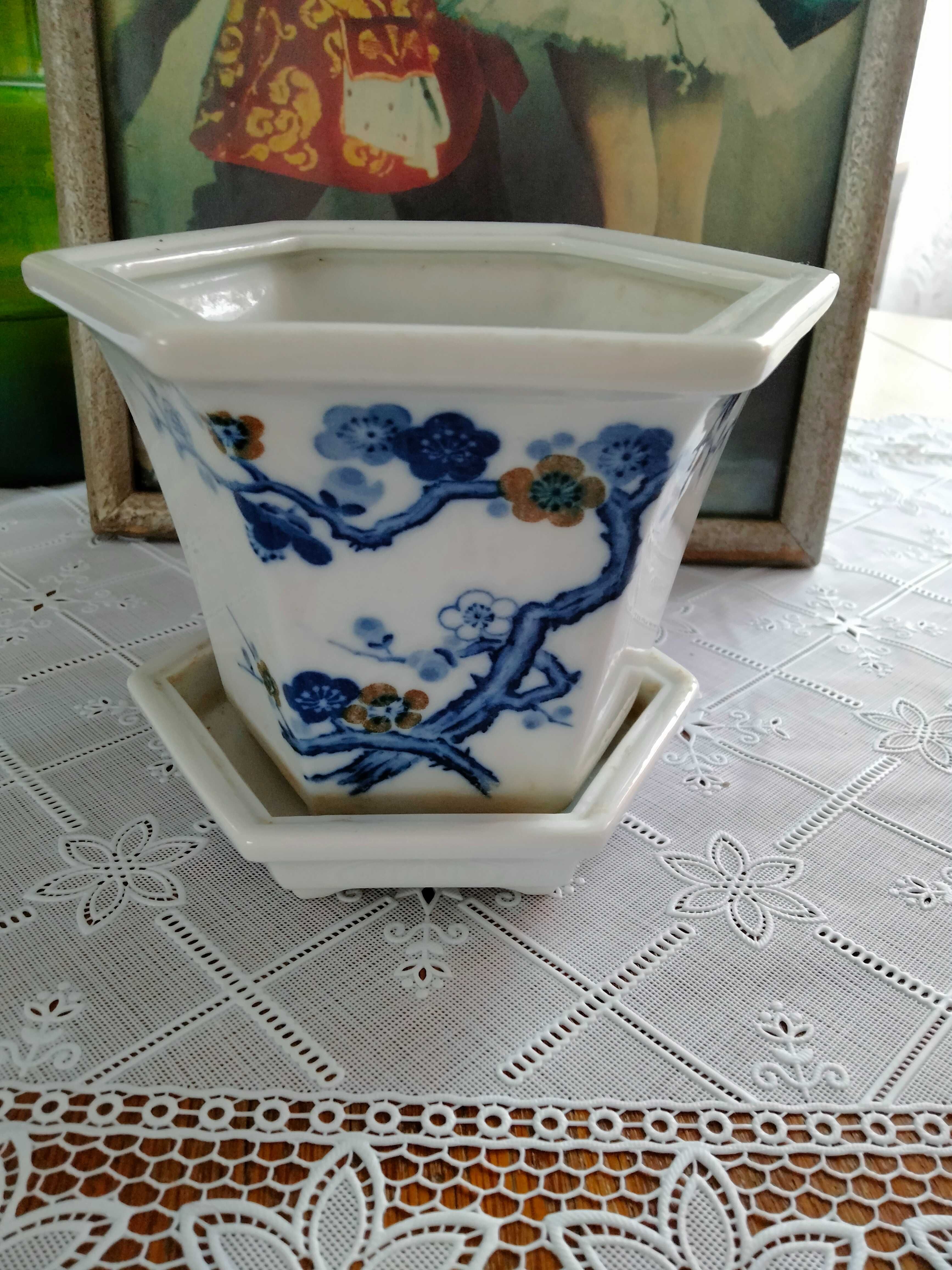 Sześciokątna porcelanowa doniczka Chiny Japonia