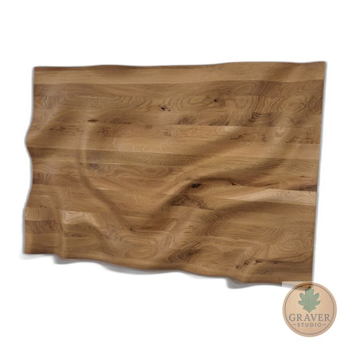 Płaskorzeźba dębowa  - fale, 3D, olejowana dekoracja ścienna