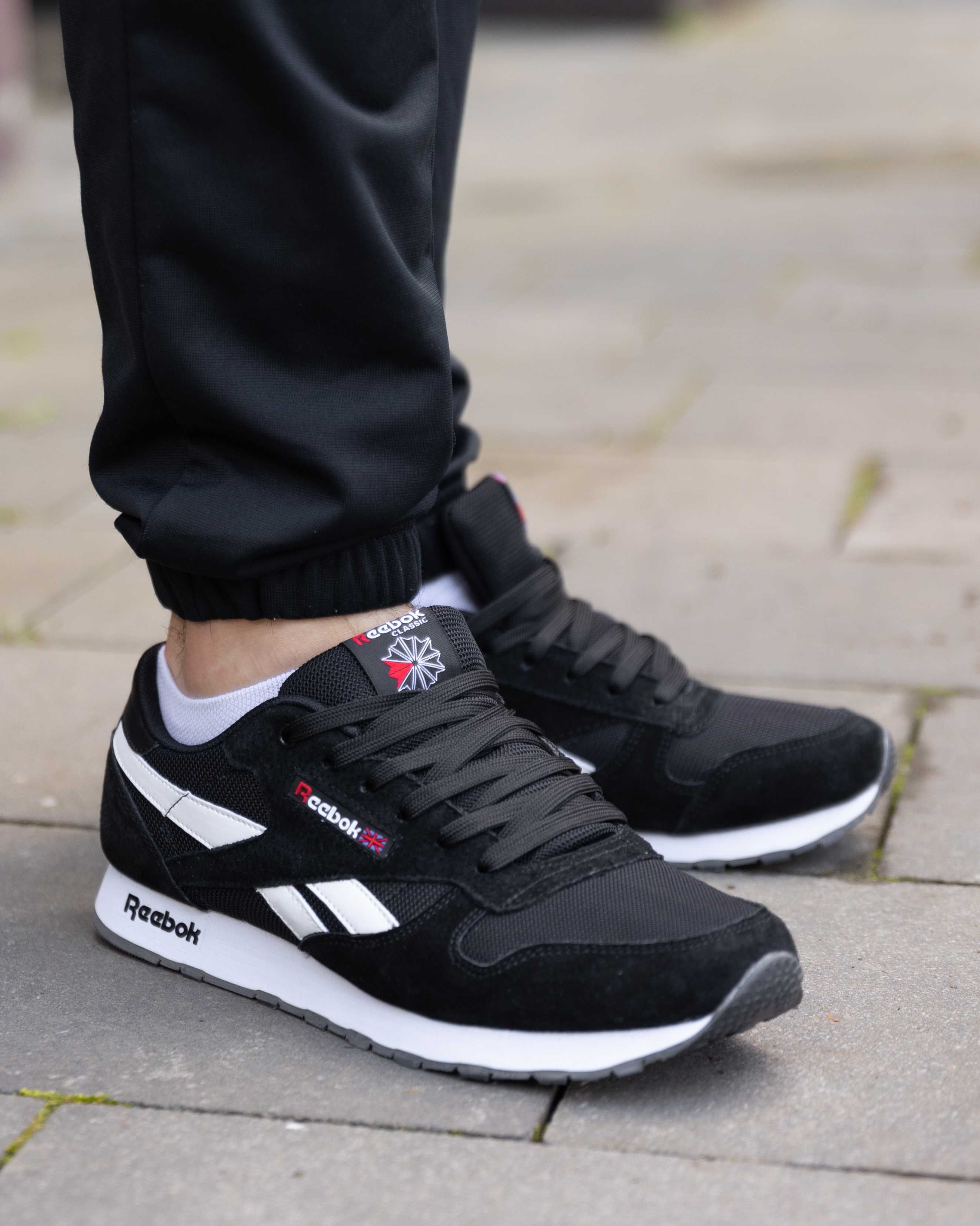 Кроссовки мужские Reebok Classic Leather Black White Рибок Классик