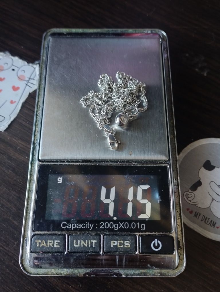 Серебряная цепочка с кулончиком 49 см 4.15 грамма