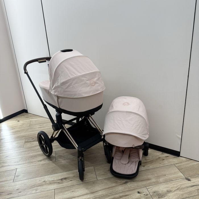 Коляска 2 В 1 Cybex Priam Peach Pink, Шасі Rosegold