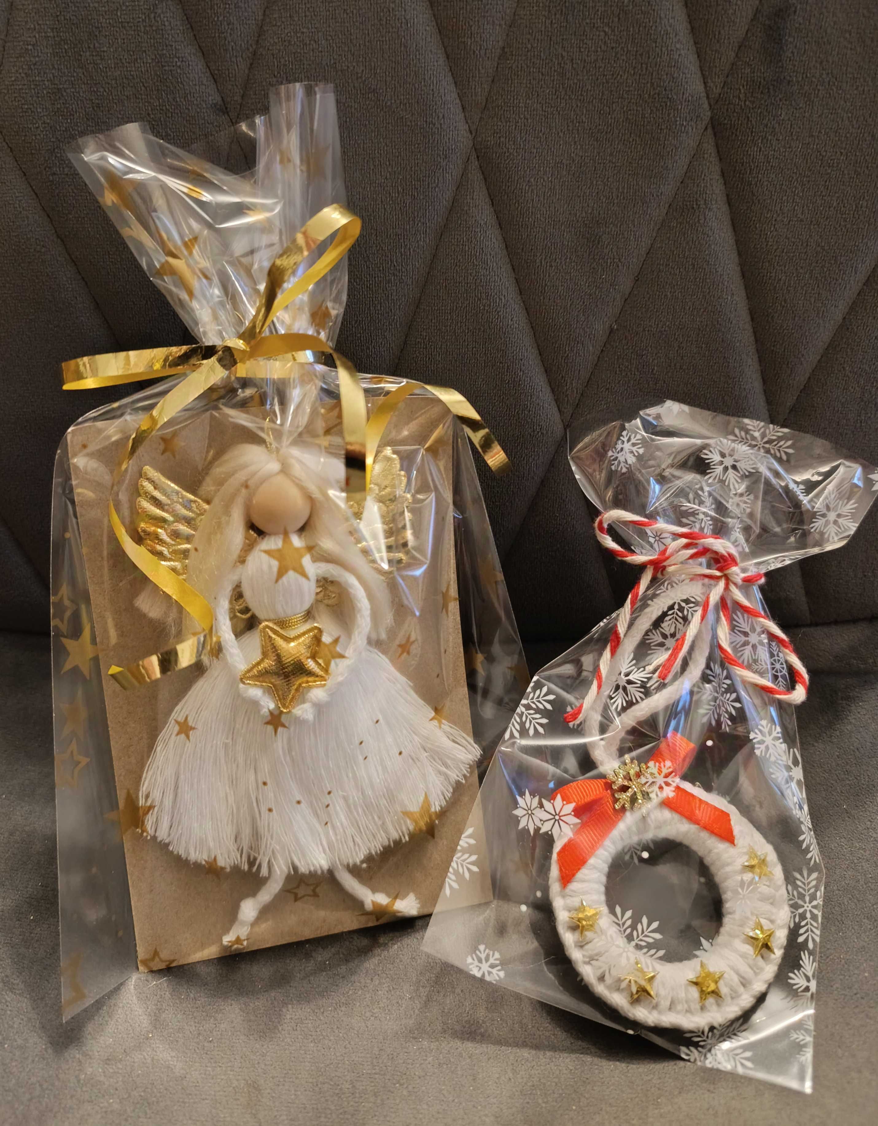 Zestaw choinek makrama święta handmade 10szt kolorowe gwiazdki
