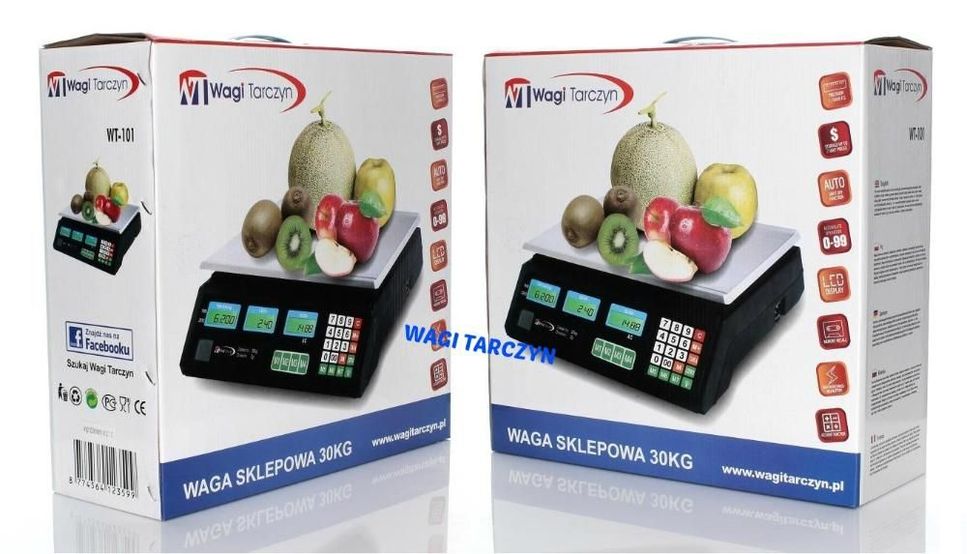 WAGA SKLEPOWA 30kg /2g Elektroniczna 2x AKUMULATOR magazynowa + GRATIS