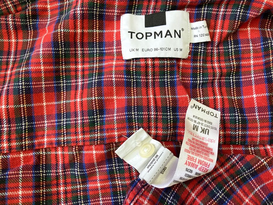 Męska koszula, TOPMAN, rozmiar M, czerwono-czarna, krata, bawełna