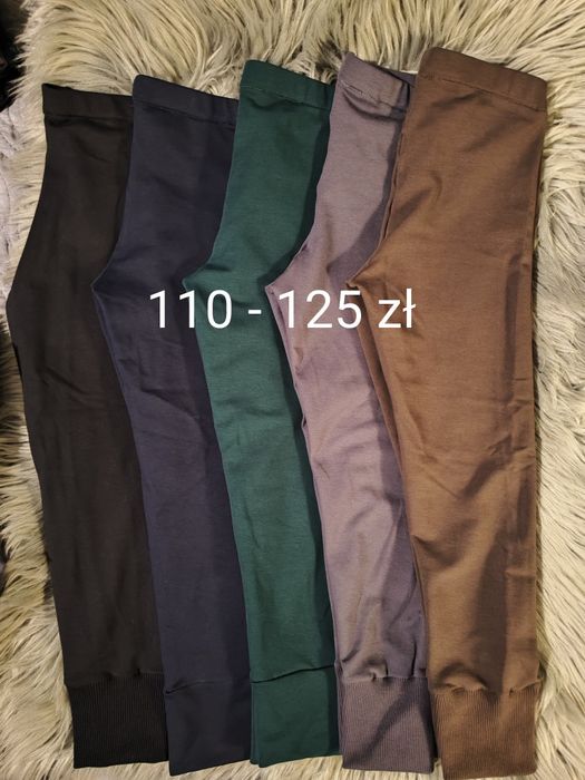 Rozmiar 110 5 x no we legginsy spodnie getry dresowe czekolada granato