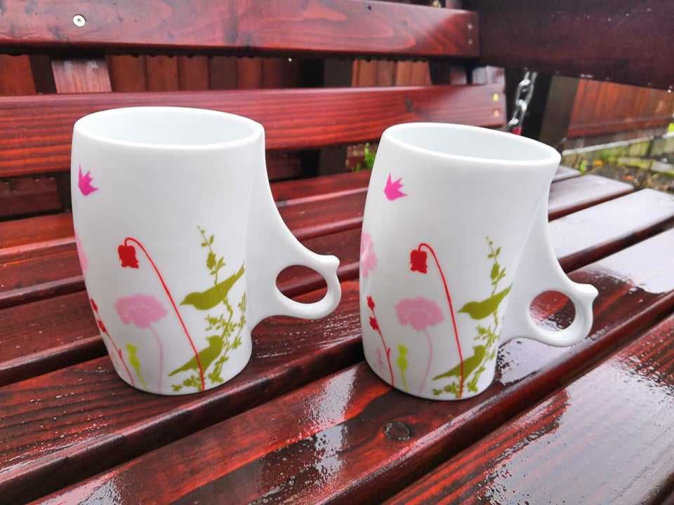 Kubek wysoki duży w kwiaty ptaki Komplet dwóch kubków Flo