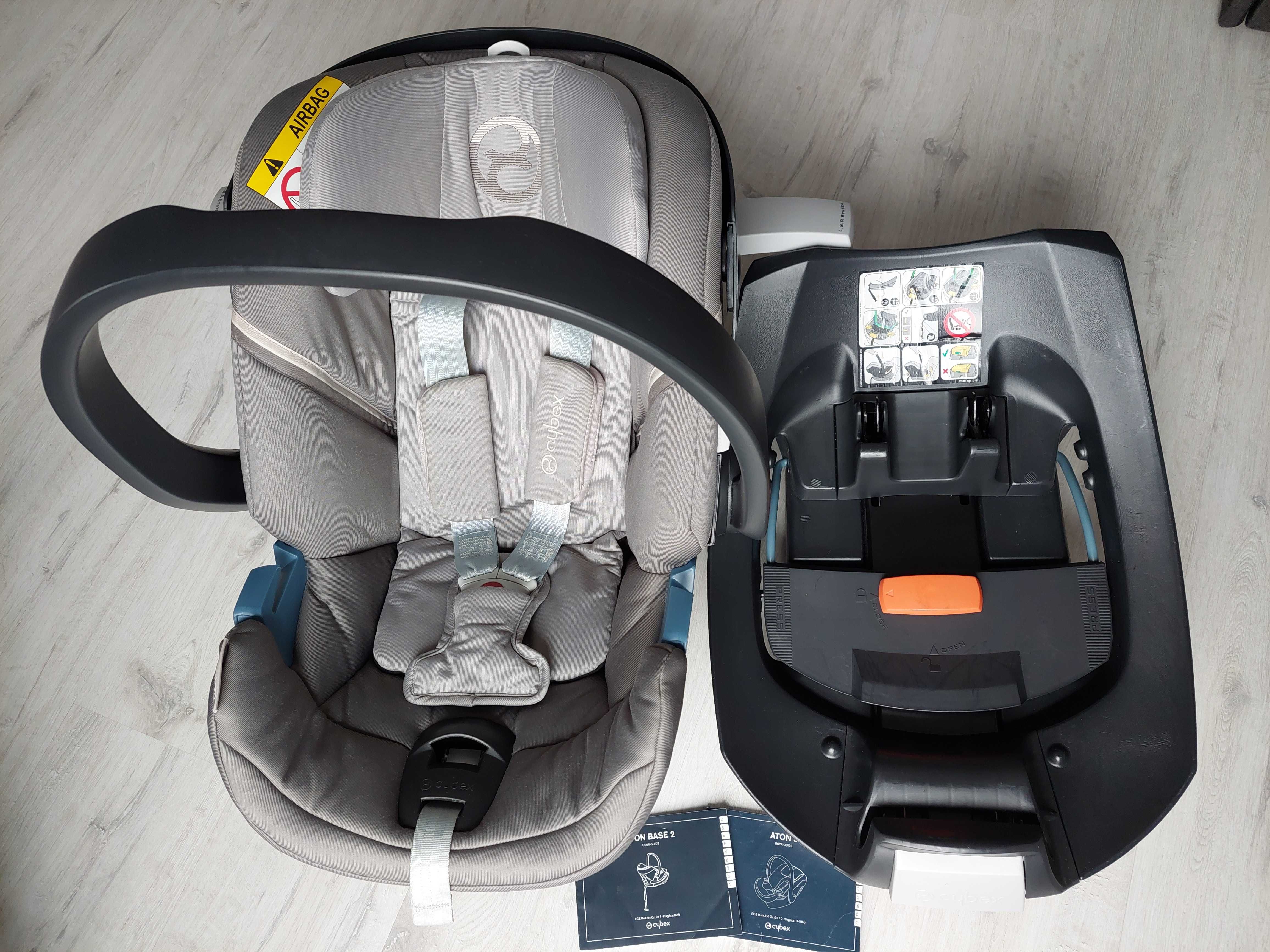 Fotelik Cybex Aton 5 szary 0-13kg z bazą Cybex Aton Base 2 na pasy