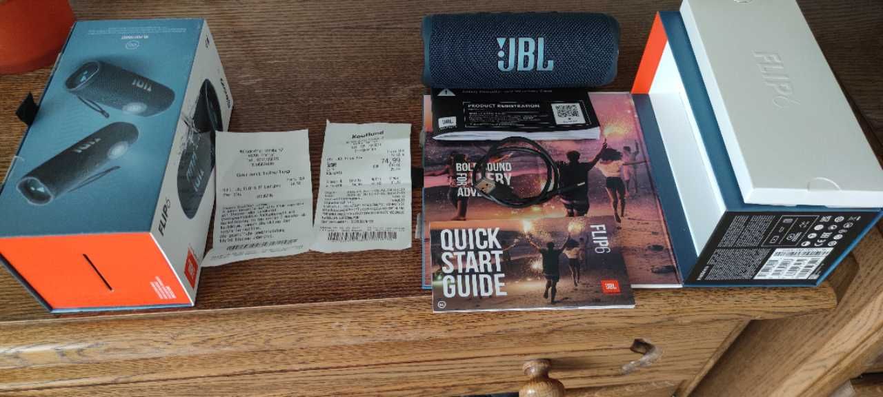 JBL FLIP 6, niebieski, 36 mscy gwar., oryginał zakupiony w Kaufland DE