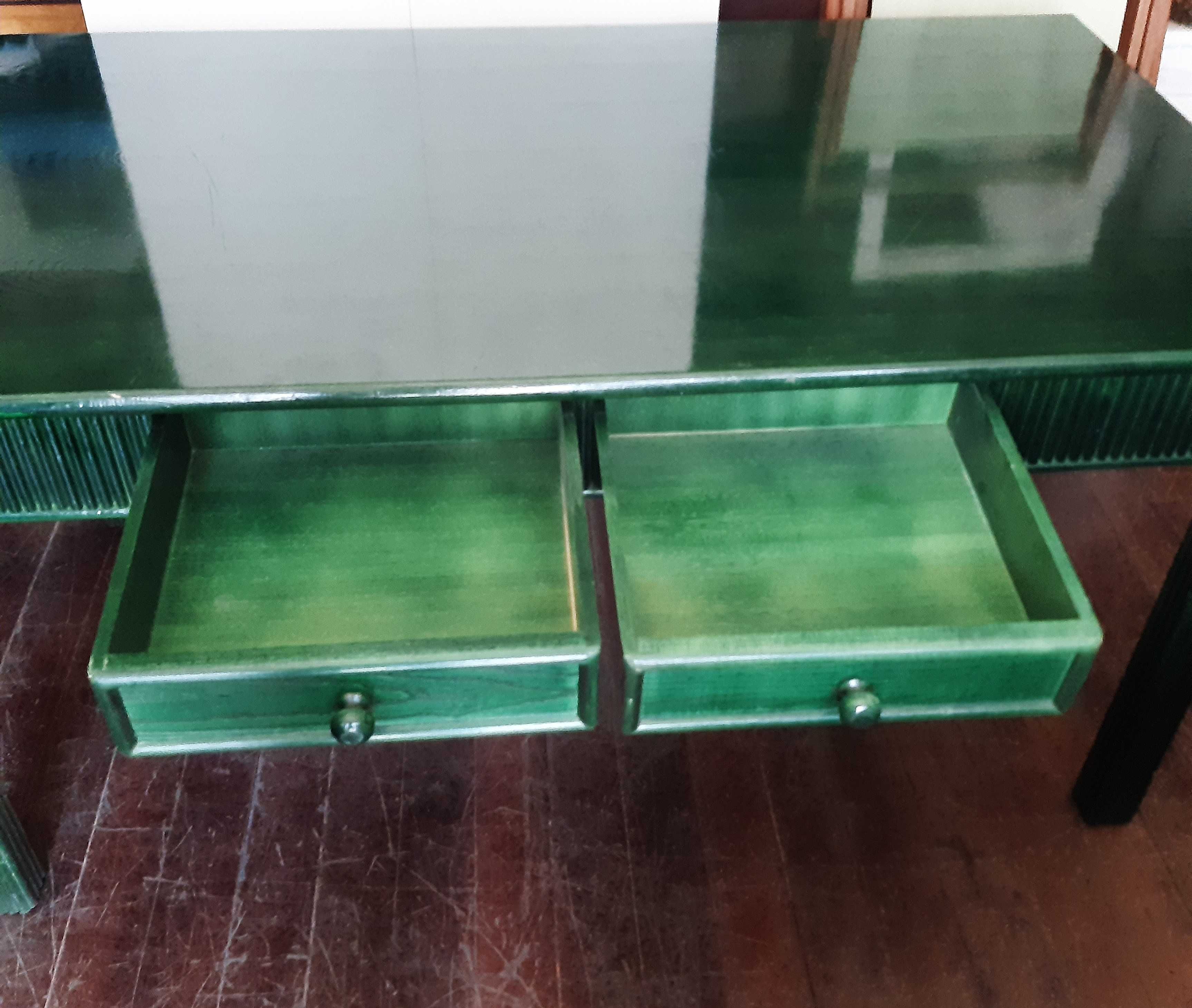 Mesa 159x89x80cm Verde Madeira Refeição Trabalho c/ 4 Gavetas