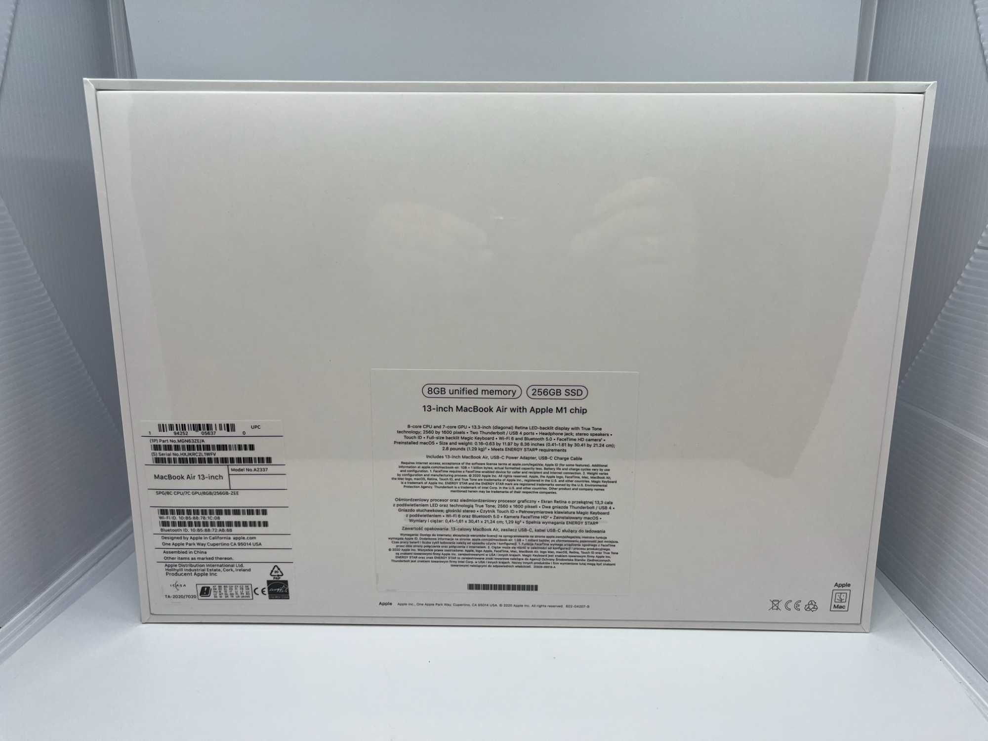 Apple MacBook Air 13-inch 2020 Apple M1 8/256GB Nowy Zafoliowany Gwara