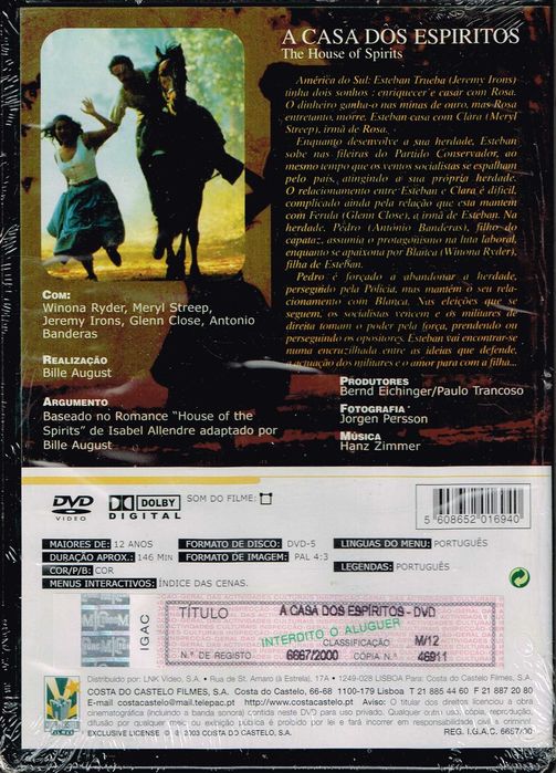 Filme em DVD: A Casa dos Espíritos - NOVO! SELADO!