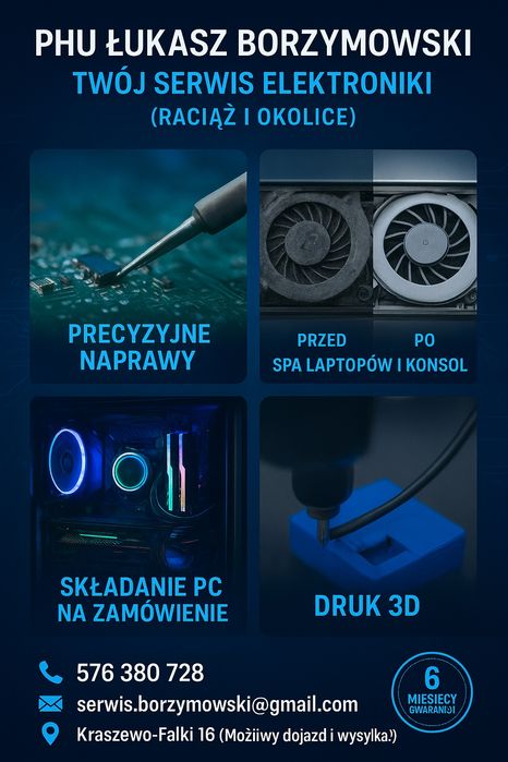 Serwis Elektroniki | Naprawa Laptopów Konsol PC | Druk 3D | Raciąż