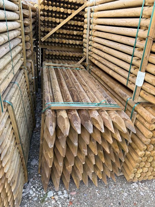 SŁUPEK drewniany fi 80 x 3.0m palik palisada bal pal - impregnowany -