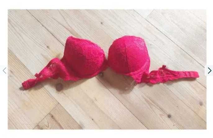 biustonosz koronkowy bez ramiaczek podwojny push up super push up H&M