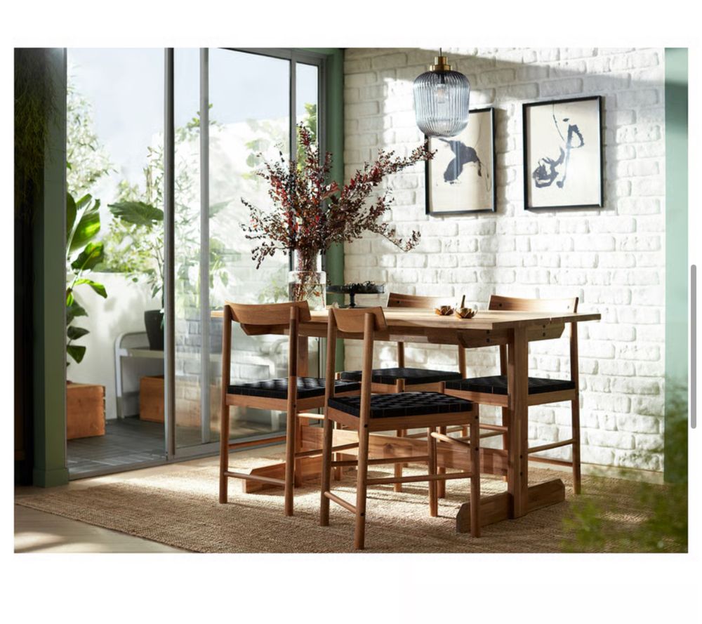 Mesa madeira com 4 cadeiras - nacknas ikea