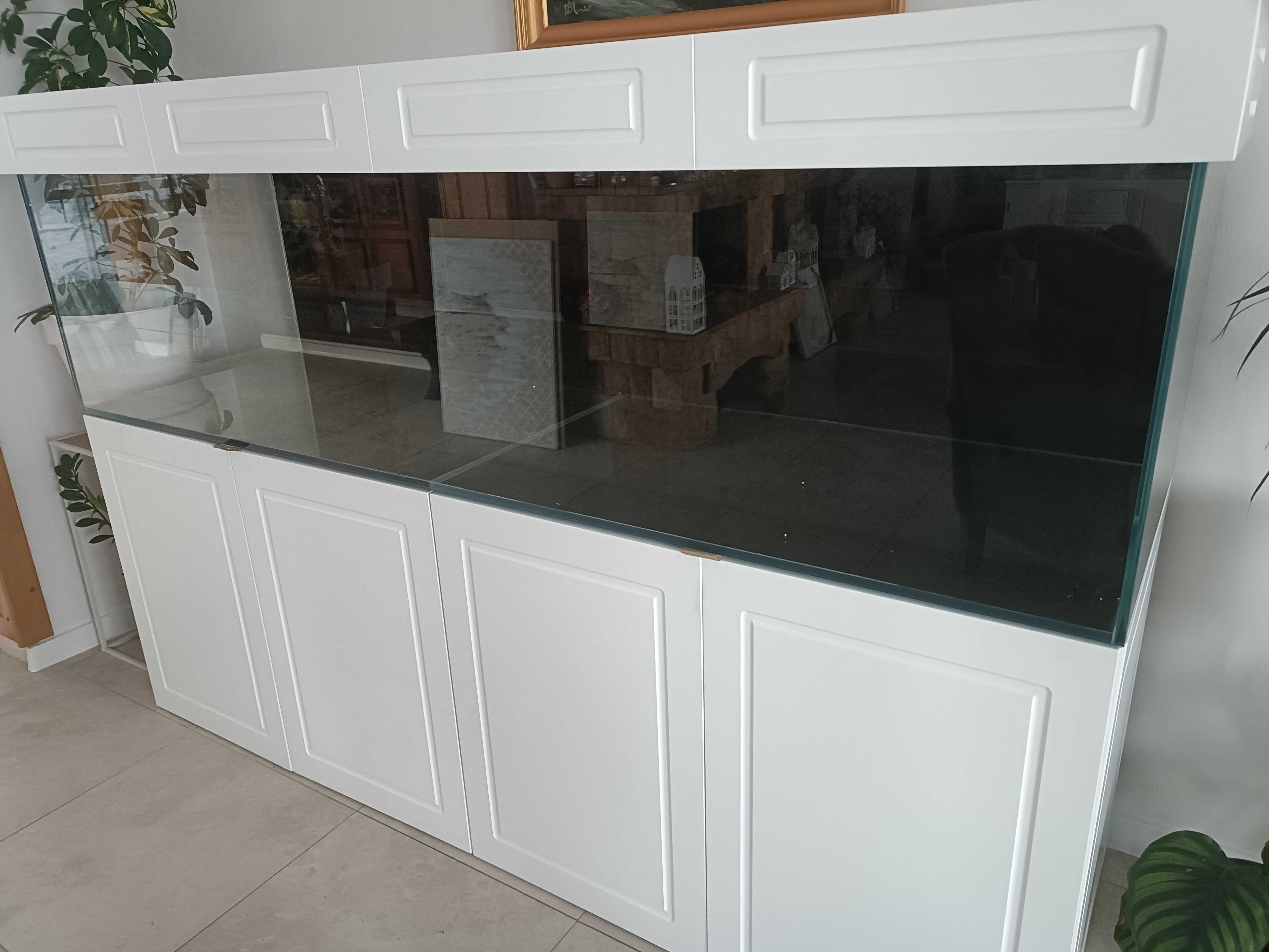 Akwarium 220x65x60 - 860l, pokrywa, oświetlenie, stelaż, szafka