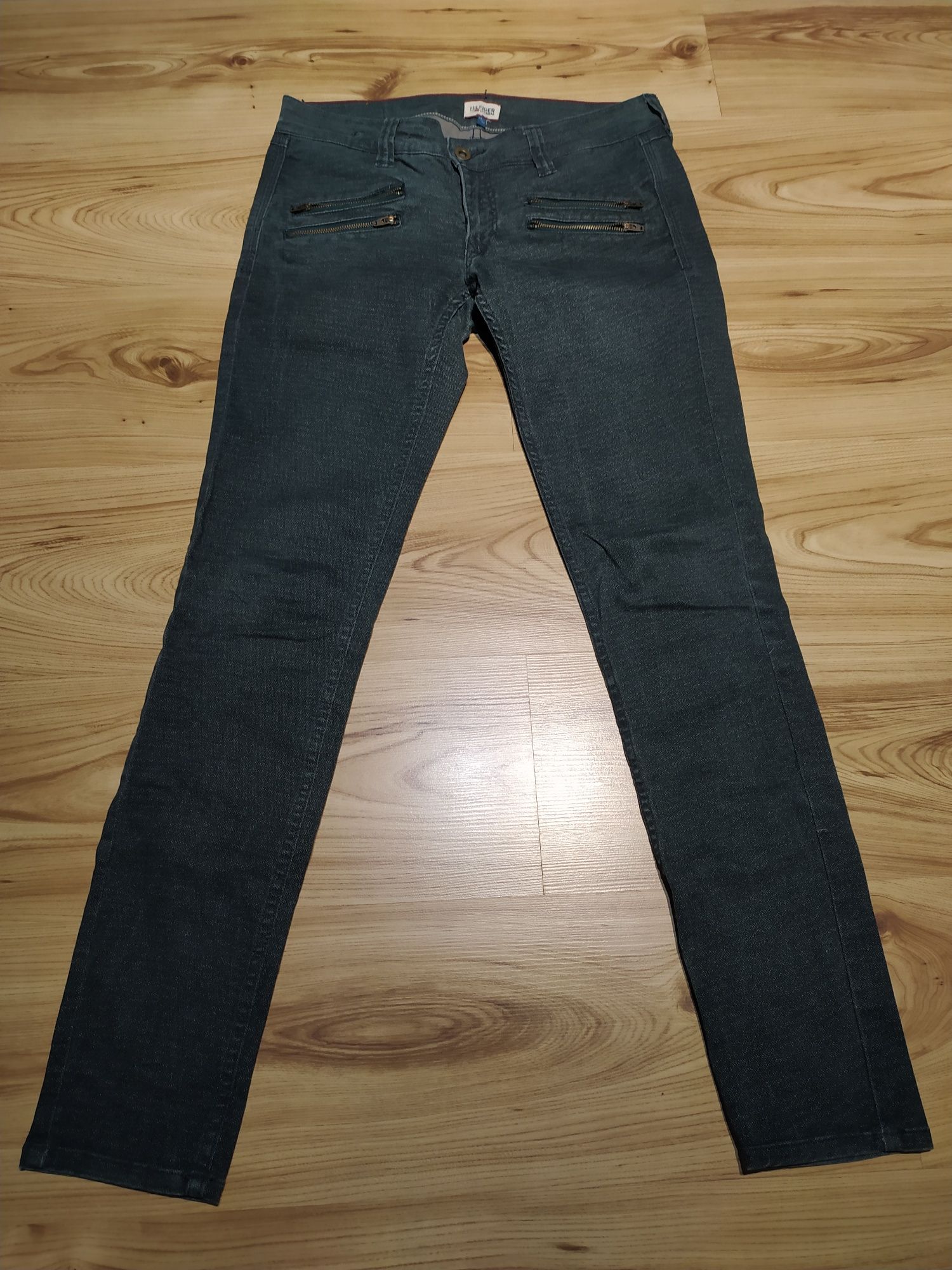 Ciemnozielone Damskie Spodnie Jeansowe Dżinsowe Hilfiger Denim Skinny