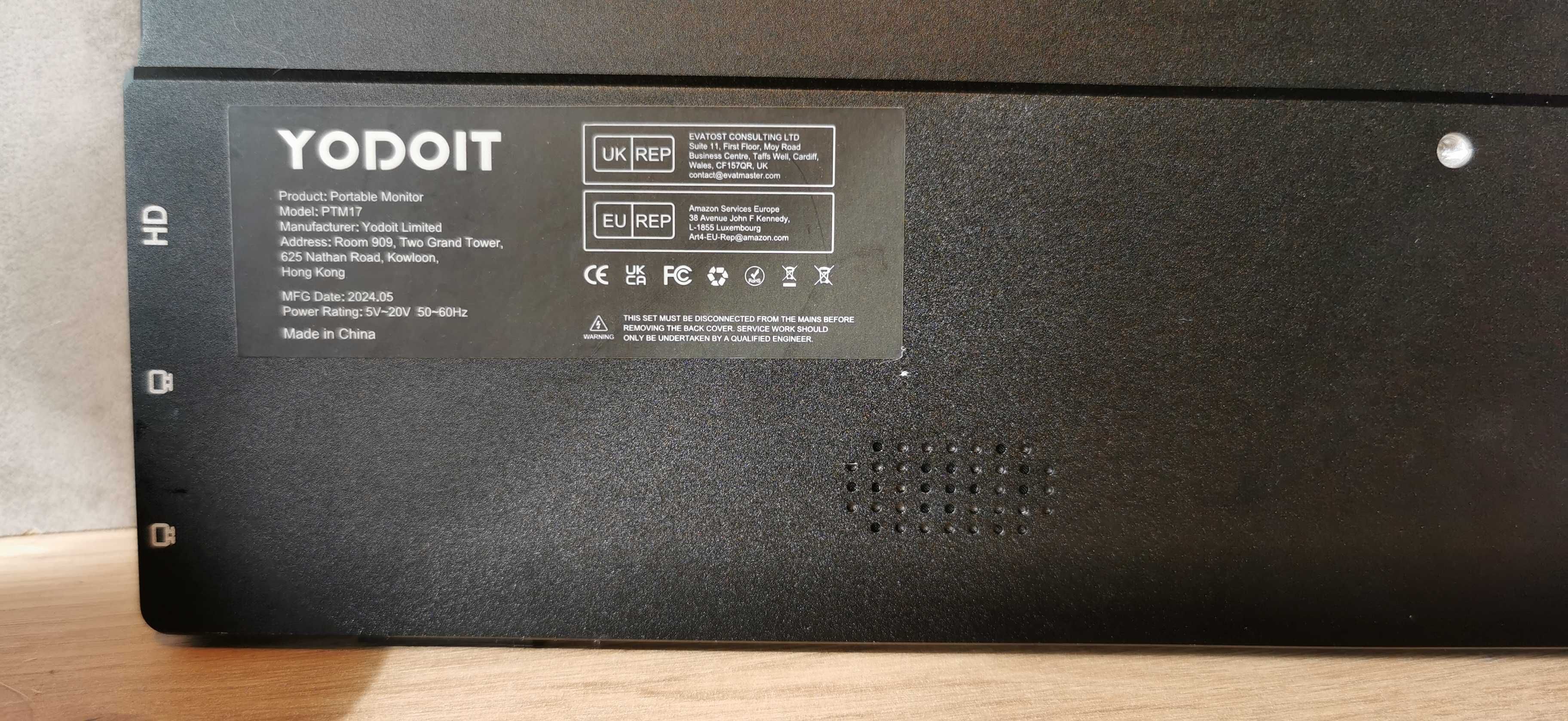 Monitor Przenośny 17" FHD Matowy YODOIT PTM17