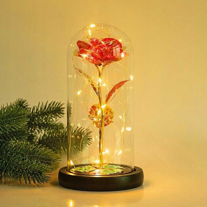 Wieczna róża w szkle LED świecąca prezent na każdą okazję
