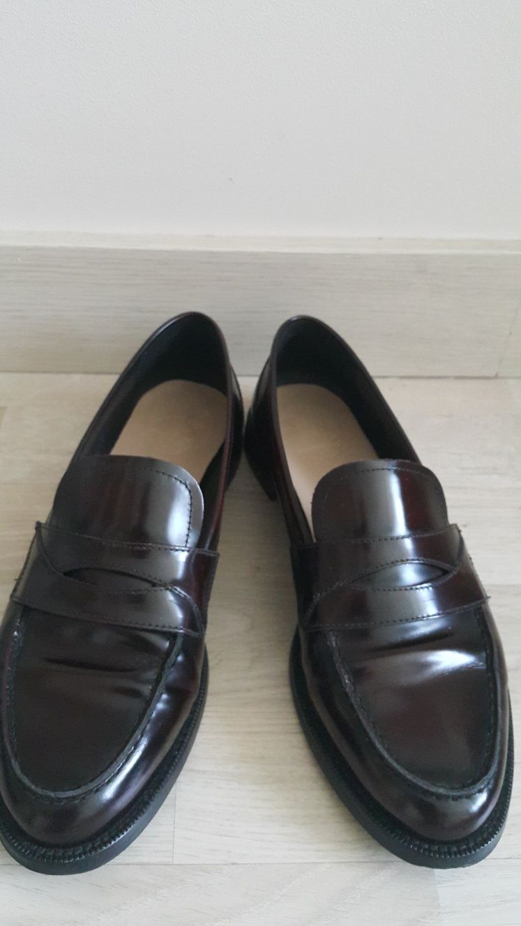 Mokasyny ciemno bordowe 39 Massimo Dutti