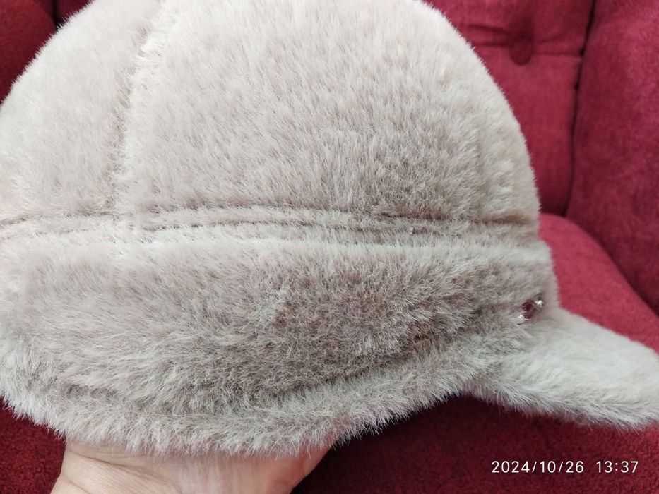 Плюшевая шапка женская осень-зима размер 56-59 регулируется