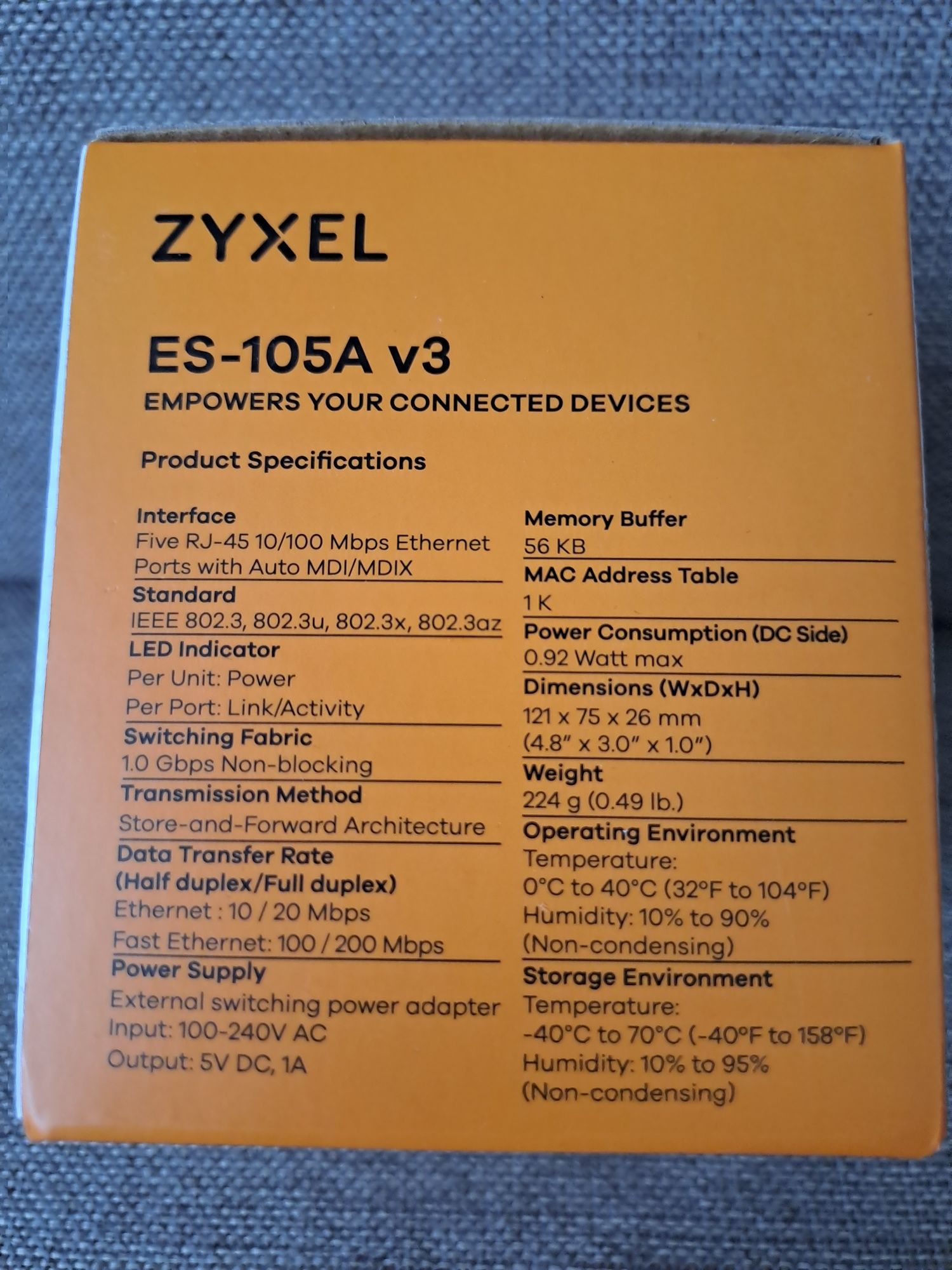 Zyxel ES-105AV3-EU0101F przełącznik sieciowy srebrny 5 portów nowy