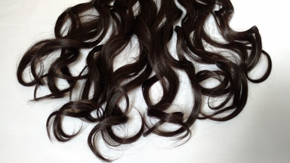 Волосы для наращивания на леске 60см шоколадно коричневый цвет