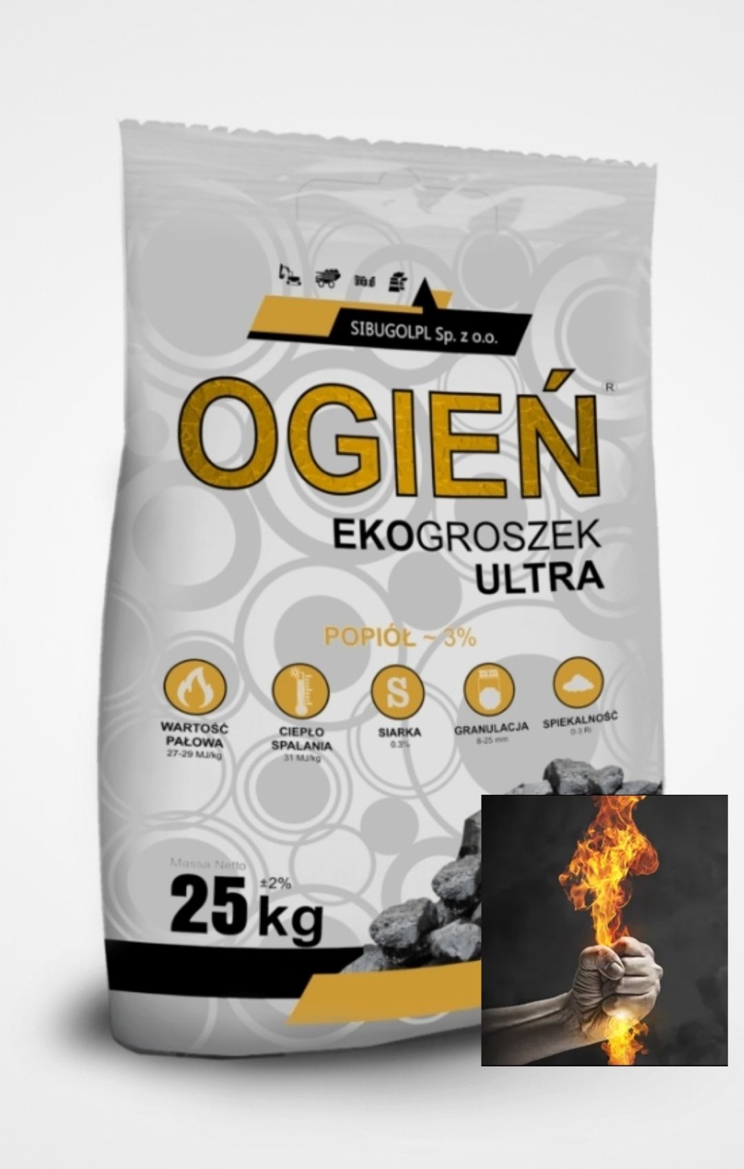 Węgiel Ekogroszek OGIEŃ ULTRA 26-29 MJ/KG transport GRATIS *