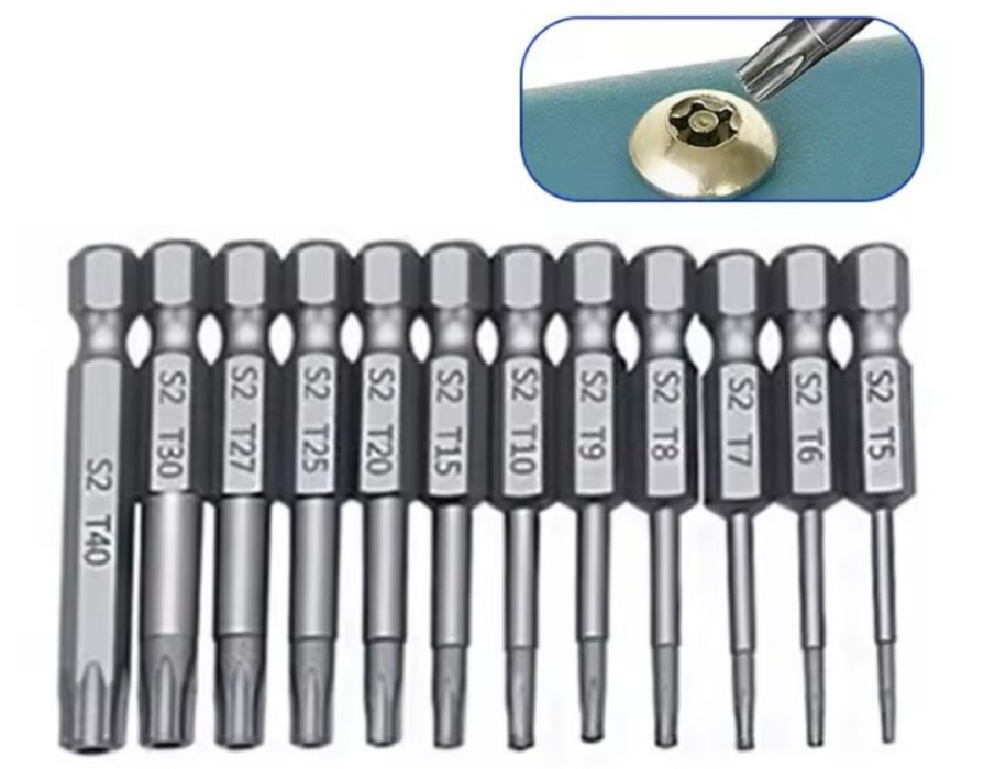 Насадки на гайковерт TORX з отвором 12 штук