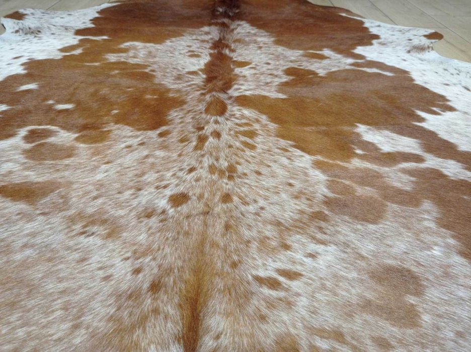 Dywan SKÓRA BYDLĘCA brązowo-biała Krowa skóra naturalna UNIKAT