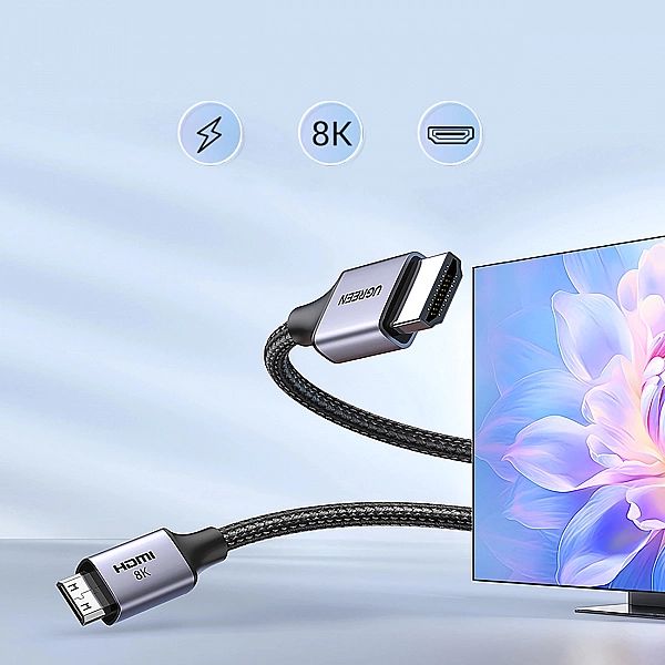 Kabel Ugreen HD163, 15514 mini HDMI / HDMI 2.1/8K 1m - szary