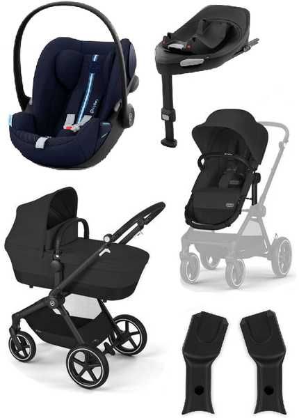 Cybex Eos Lux Wózek Głęboko-Spacerowy Moon Black+Cybex Cloud G+ZESTAW