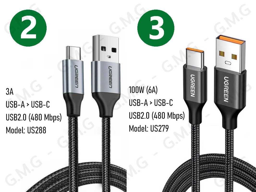 Кабелі UGREEN USB-C/USB-A/Micro-USB, 3A/6A/100W/140W, 0.5м/1м/1.5м/2м