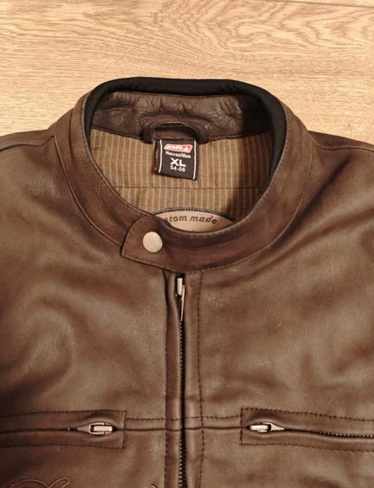 delroy р. xl коричнева шкіряна нубук куртка байкерська чоловіча мото