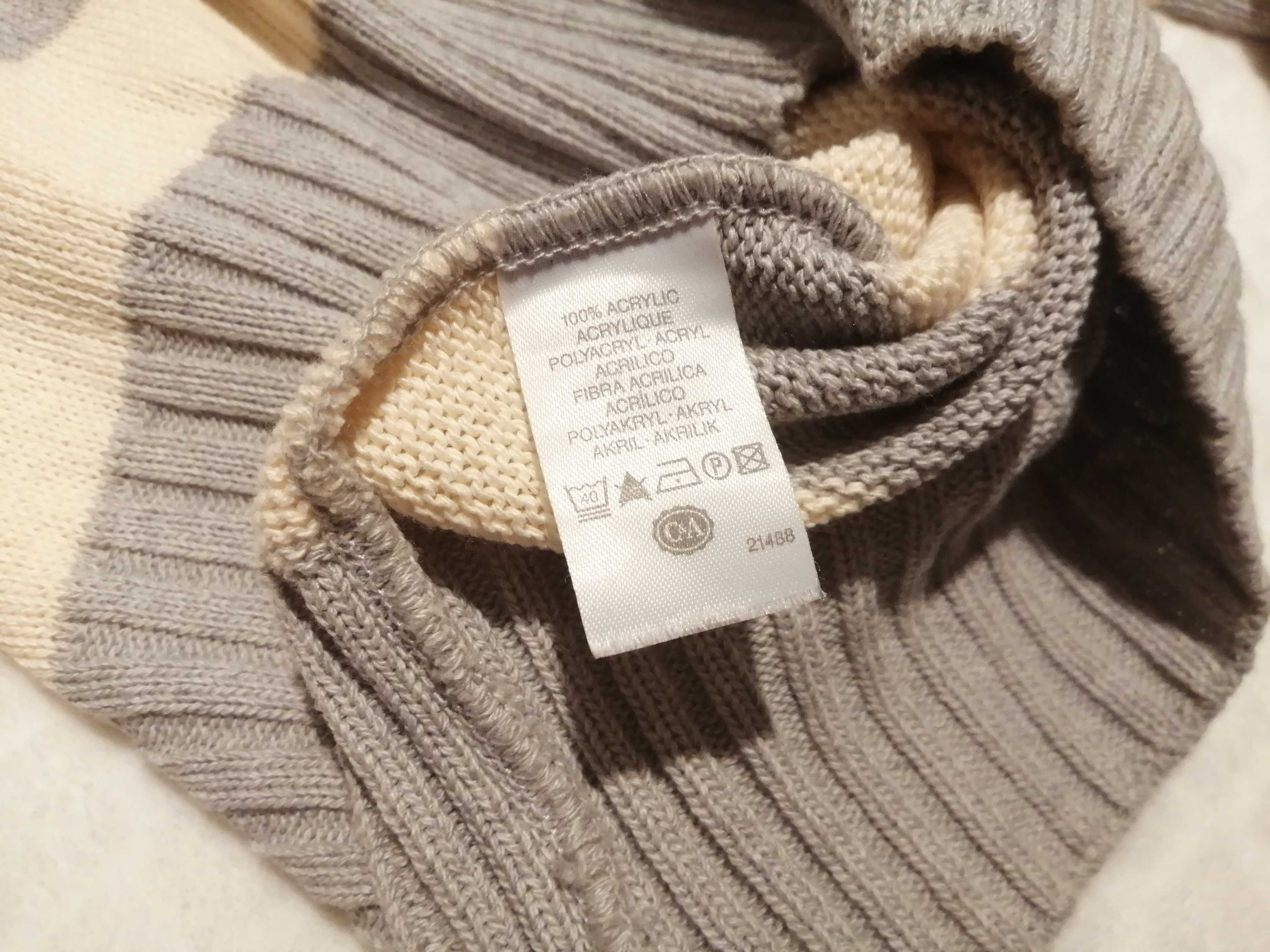 Sweter damski, C&A, M, paski, kremowo-szary (Odzież)