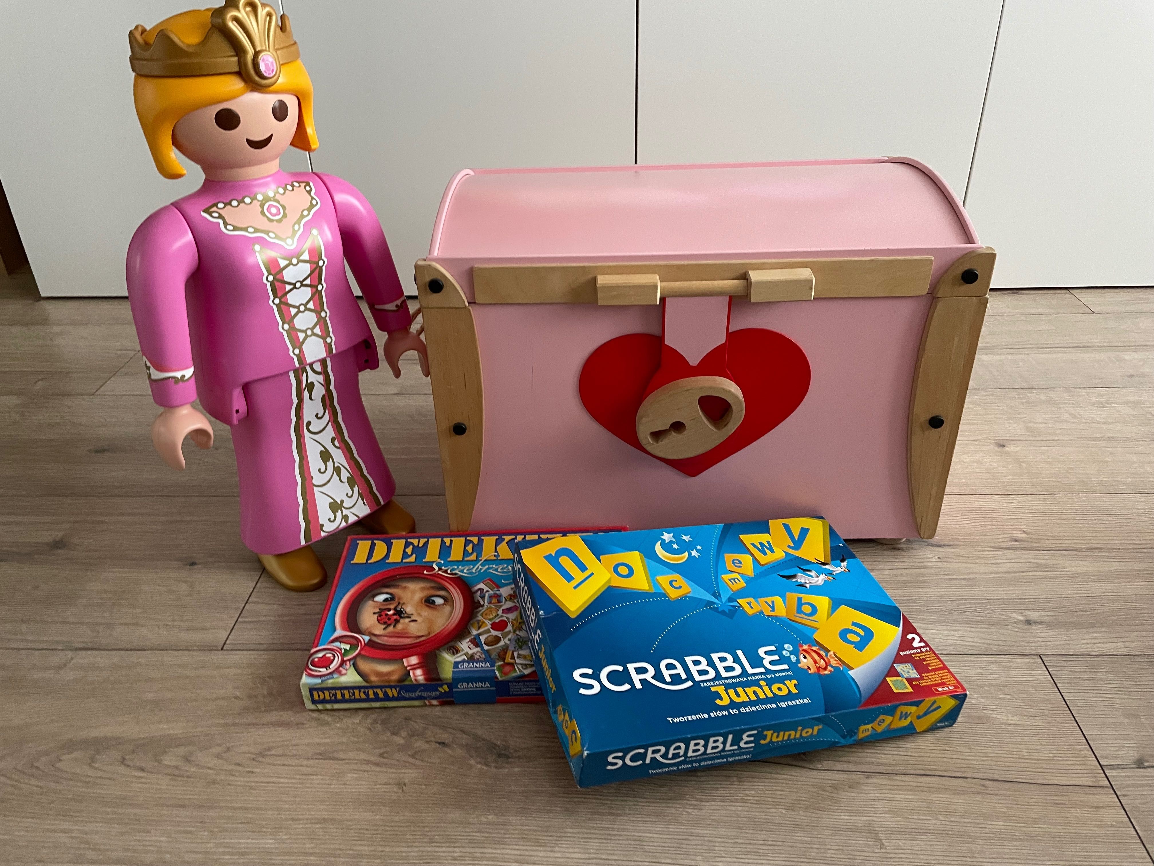 Drewniana skrzynia, Playmobil XXL Princess (4896), scrabble junior