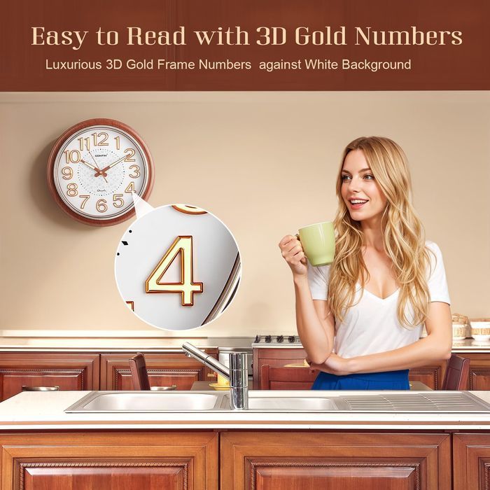 Zegar Ścienny 30 cm Cichy Podświetlany Świecący w Ciemności