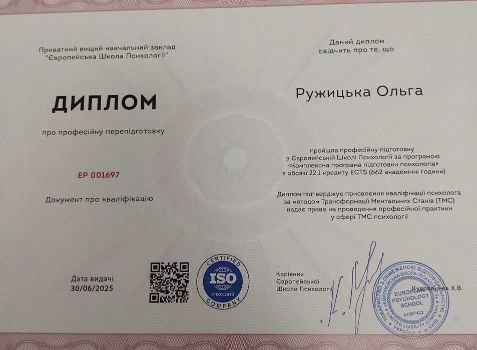 Психолог. Робота із залежностями, співзалежністю та тривожністю