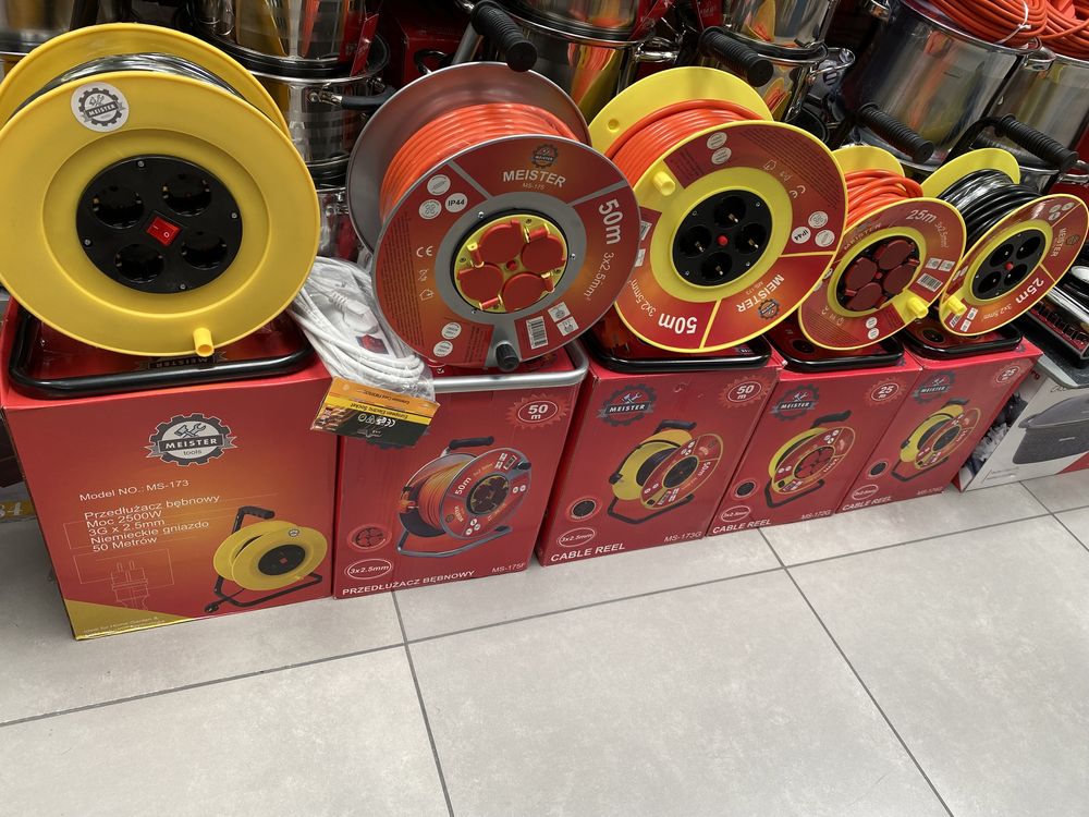 Przedłużacz 50m GRUBY kabel budowlany ogrodowy bębnowy 3x2,5