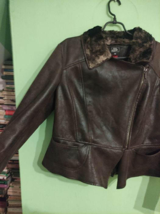 Kurtka damska skórzana z kożuchem